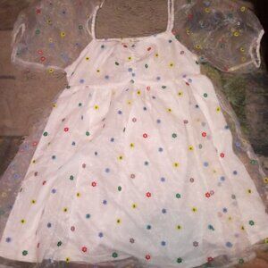 Baeverly Babydoll Dress Multicolor Flowers L Sheer